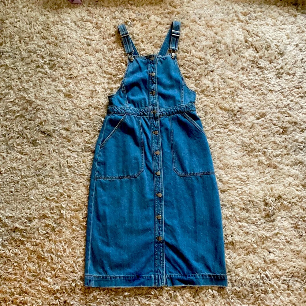 Midi Denim Overall Dress